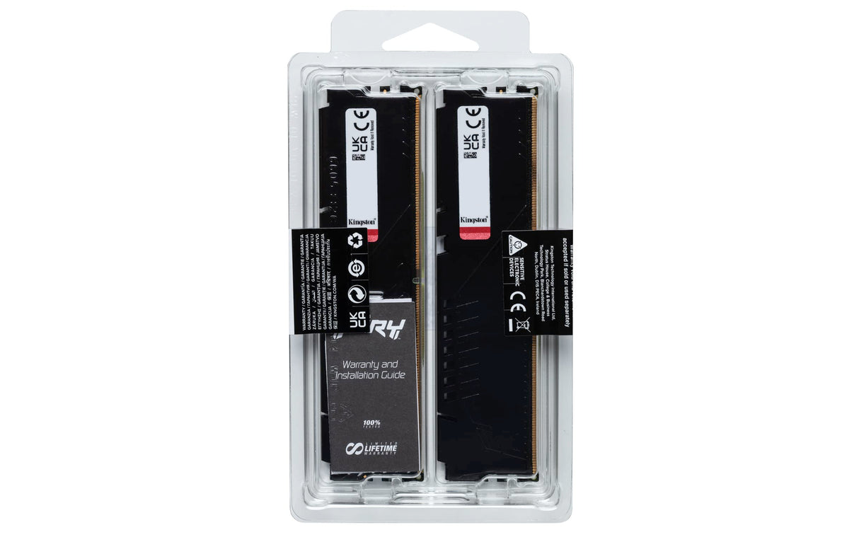 Kingston FURY Beast Negro DDR5 32GB (2x16GB) 5200MT/s CL40 DIMM Memoria gamer para Ordenadores de sobremesa Kit de 2 Intel XMP - KF552C40BBK2-32