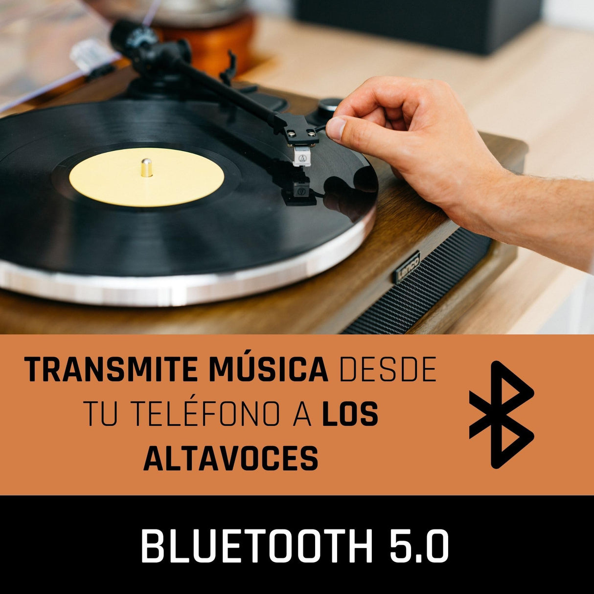 Lenco Tocadiscos LS-410 - Tocadiscos Bluetooth - Altavoces Integrados de 40 W RMS - Tracción por Correa - Preamplificador - Salida RCA y Entrada AUX - Madera LS-410WA Marrón
