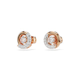 Swarovski Pendientes de botón Dextera, Talla redonda, Blancos, Baño tono oro rosa
