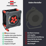 Brennenstuhl Carrete de cable profesional KA 5100 5 IP44 (cable H07RN-F 3G1,5 de 50 m en negro, 5 tomas de seguridad, uso en obra y exterior permanente, fabricado en Alemania)