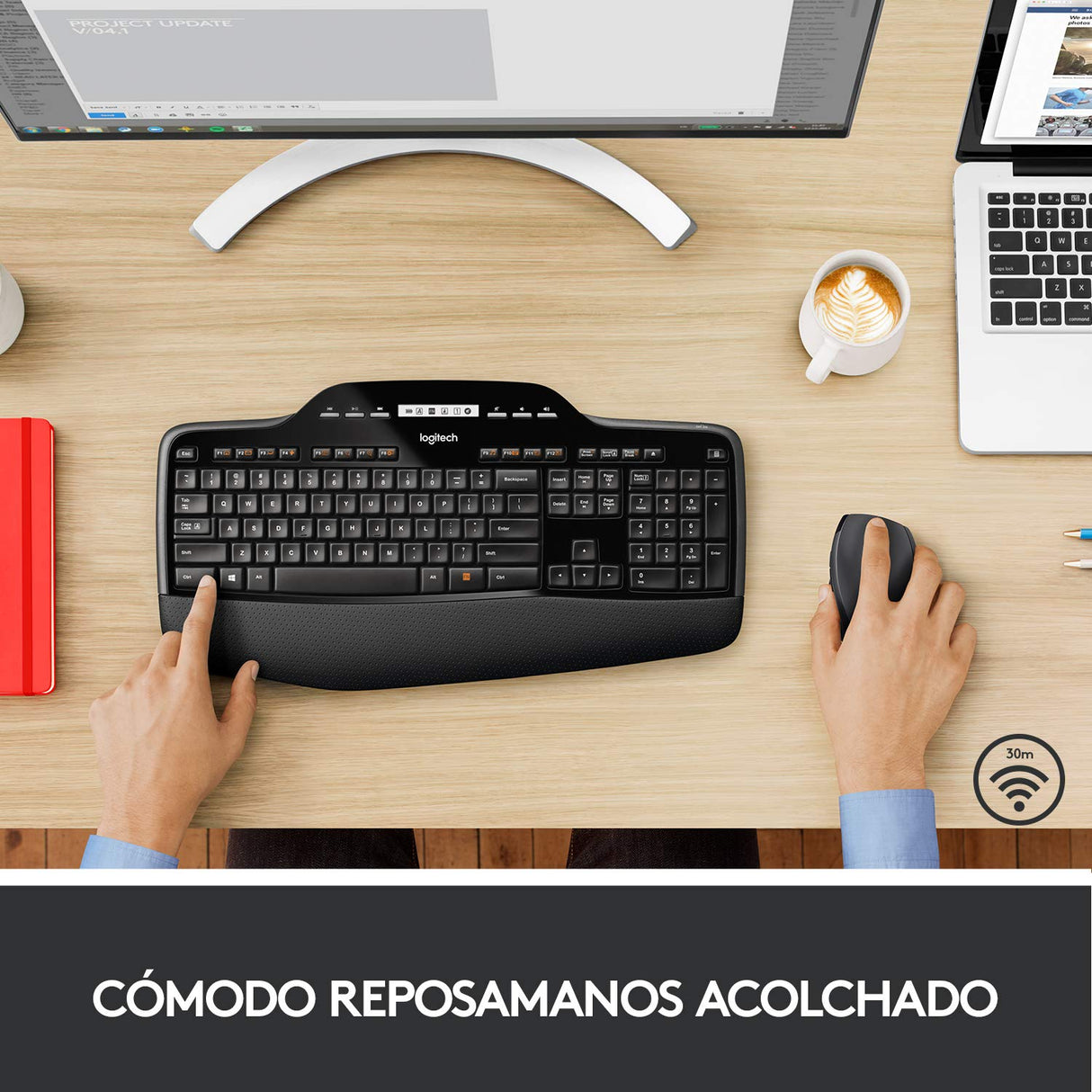 Logitech MK710 Combo Teclado y Ratón Inalámbrico para Windows, Conexión Inalámbrica 2,4 GHz, Teclas Multimedias, Batería de 3 Años, PC/Mac, QWERTY Español, color Negro