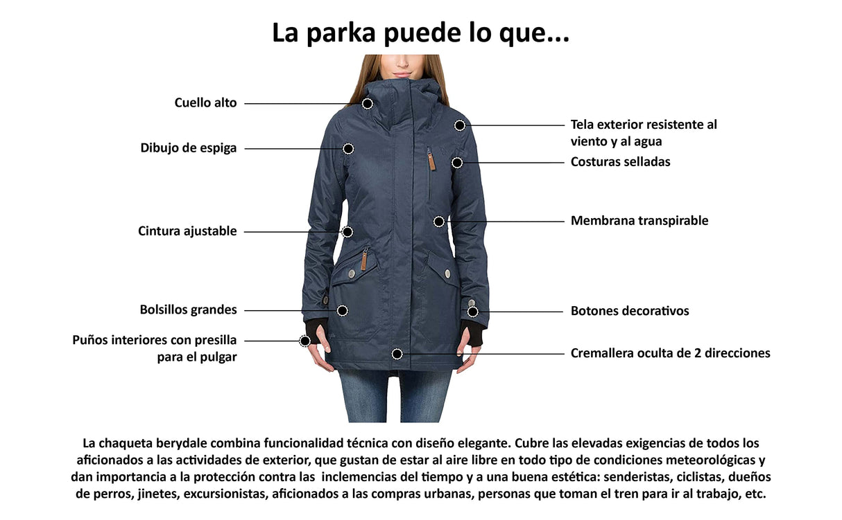 berydale BD100 Chaqueta, Negro, XXL para Mujer
