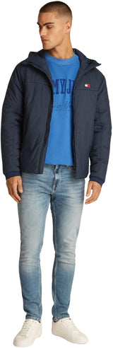 Tommy Jeans Cazadora Hombre Poly Jacket impermeable, Azul (Dark Night Navy), L