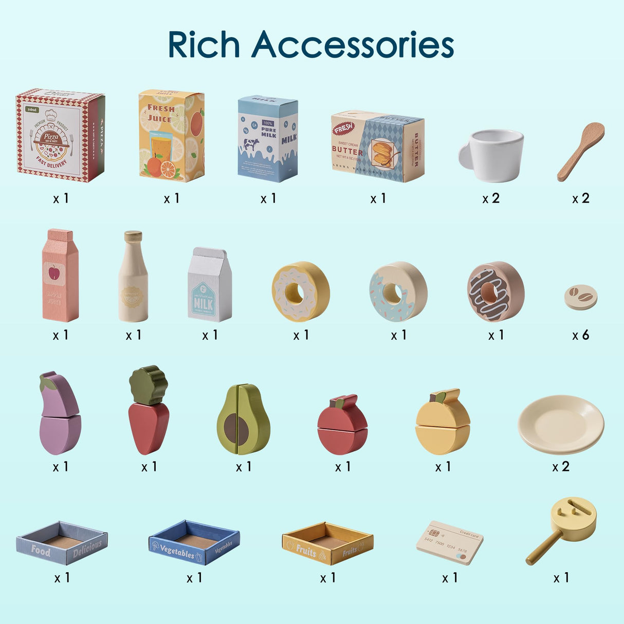 ROBUD Tienda de Compras para niños, Tienda de Compras de Madera, Juguete de Tienda de comestibles con máquina de café, Caja registradora, máquina expendedora, Juguete de rol Grande, 3+