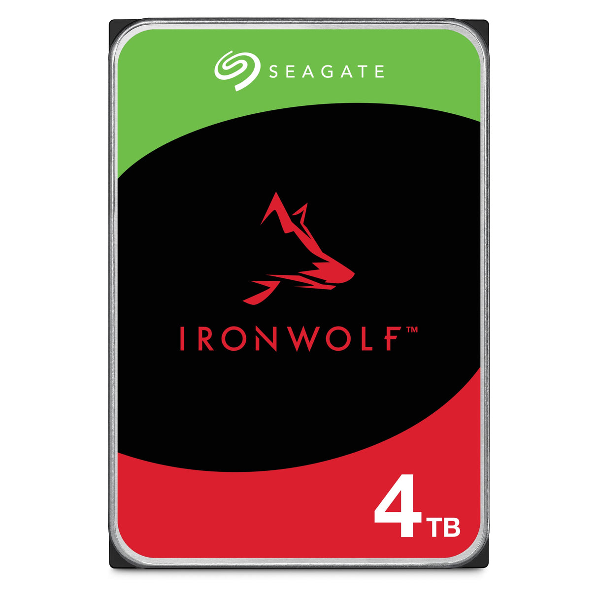 Seagate IronWolf 4TB, Disco duro interno, NAS HDD, CMR, 3.5 Pulgadas, SATA 6 GB/s, caché de 256 MB para almacenamiento conectado a red RAID, Paquete Abre-fácil, Rescue Services (ST4000VNZ06)