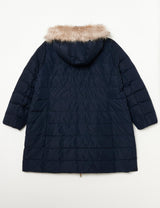 Tommy Hilfiger Abrigo de plumas Mujer Tyra Heritage Coat With Fur con piel sintética, Azul (Desert Sky), 46