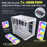 Antec C5 ARGB Blanco, Ventiladores ARGB PWM de 7 x 120 mm incluidos, hasta 10 Ventiladores simultáneamente, Puerto Tipo C 3.2 Gen 2, Paneles Frontales y Laterales de Vidrio Templado sin Costuras,