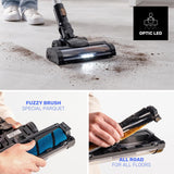 Taurus - Aspirador Escoba Homeland Ultimate 150W | 21.000Pa | Triple Advanced Filtration | Cepillos All Road y Fuzzy | Iluminación Optic LED | Batería Extraíble Litio 29.6V | Pantalla Digital