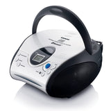 Lenco SCD-24 Blanco/Negro, Radio FM portátil con Reproductor de CD, Conector para Auriculares, Cable, Pilas, Ideal para Llevar, fácil de Usar