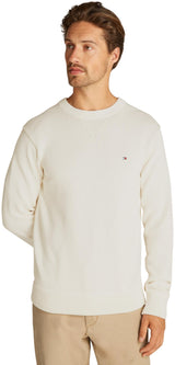Tommy Hilfiger Jersey Hombre Chunky Cotton Crew Neck Jersey de Punto, Marfil (Ivory Petal), M
