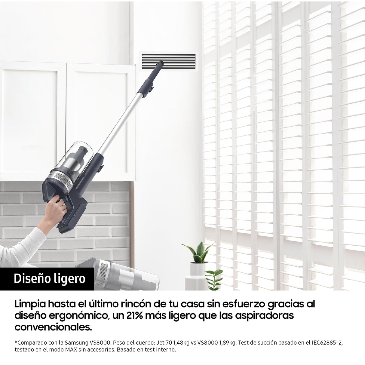 SAMSUNG Aspiradora sin Cable Jet 75E Pet 200AW con Cepillo para Mascotas VS20B75AGR5/WA