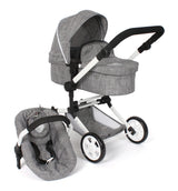 Bayer Chic 2000 - Cochecito para muñecas Linus, 3 en 1 para niños de 4 a 8 años, Juego de Cochecito para muñecas, Vaqueros Grises