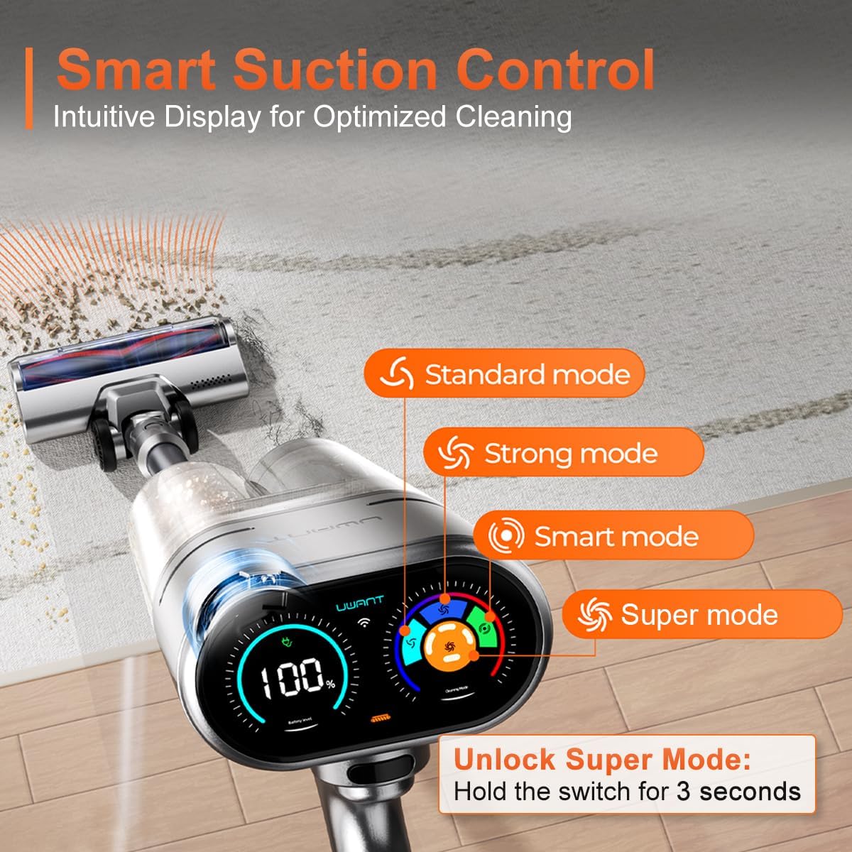 uwant V100 Aspiradora Alta Potencia Aspiradora Inalámbrico Cepillo Cepillo