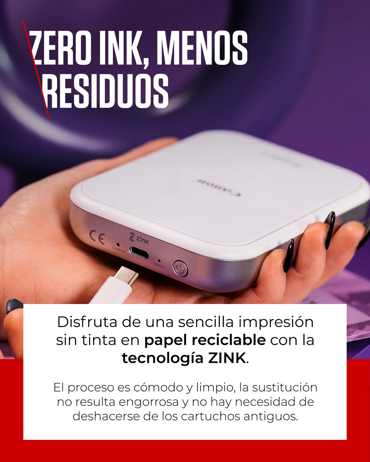 Canon Zoemini 2 Kit de Impresión – Impresora Fotográfica Portátil y Compacta – Bluetooth 5.0 – Carga Rápida USB C Ideal para Viajes (Blanco)