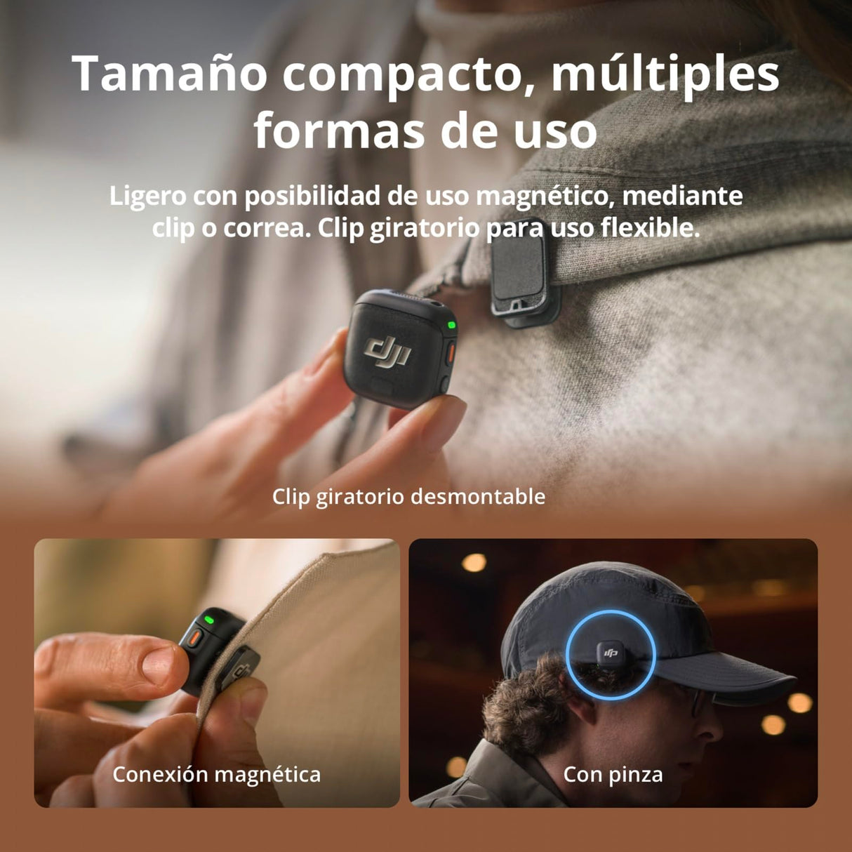 DJI Mic 3 (1 TX + 1 RX), micrófono lavalier inalámbrico para iPhone/cámara/Android, Ultraligero, Tiempo de Funcionamiento extendido y Carga rápida, transmisión hasta 400 m