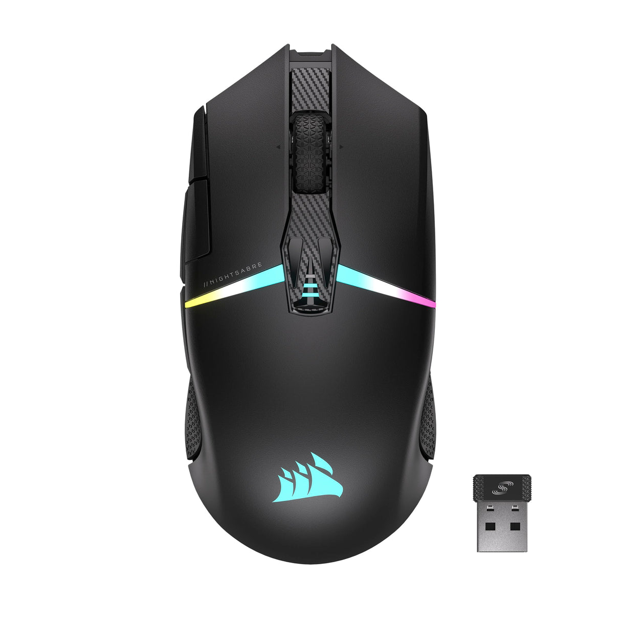 Corsair NIGHTSABRE WIRELESS RGB FPS/MOBA Ratón para Juegos - 26,000 DPI - 11 Botones Programables - Batería Hasta 100hrs - Compatible con iCUE - PC, PS5, PS4, Xbox - Negro