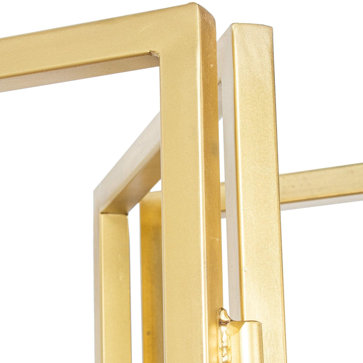 DRW Estanteria de Suelo de Metal con 3 baldas de Madera en Dorado y Natural 101x36x183 cm