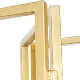 DRW Estanteria de Suelo de Metal con 3 baldas de Madera en Dorado y Natural 101x36x183 cm