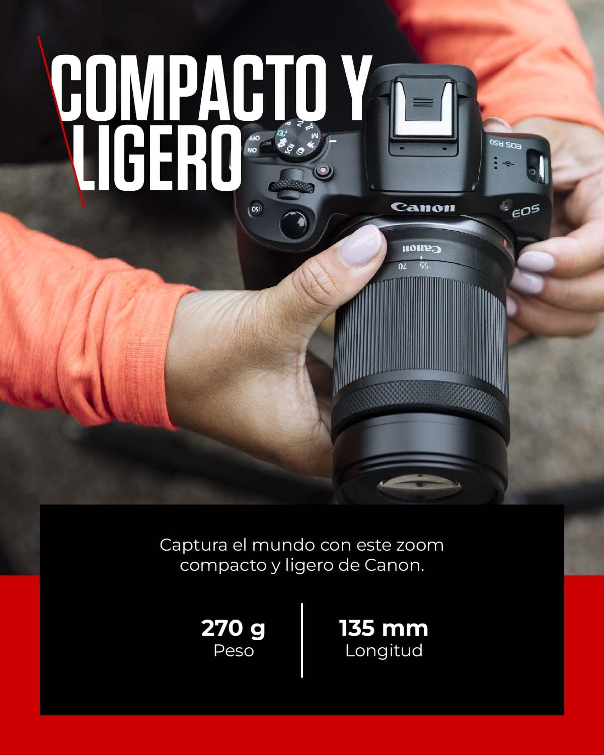 Canon Objetivo RF-S 55-210mm F5-7.1 IS STM - Teleobjetivo Zoom, Estabilizador Óptico 4,5 Pasos, Ideal para Viajes y Deporte | Compatible Sistema EOS R