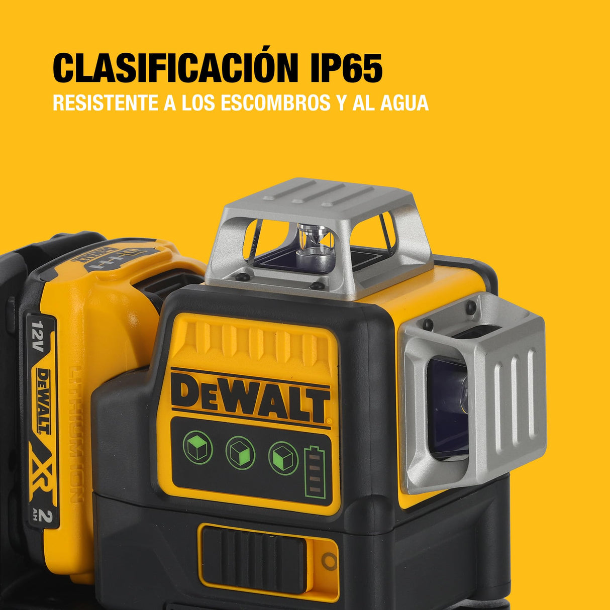 DEWALT Nivel Láser de Línea Cruzada Verde, 12V XR, 3x 360º con batería 2Ah, DCE089D1G-QW
