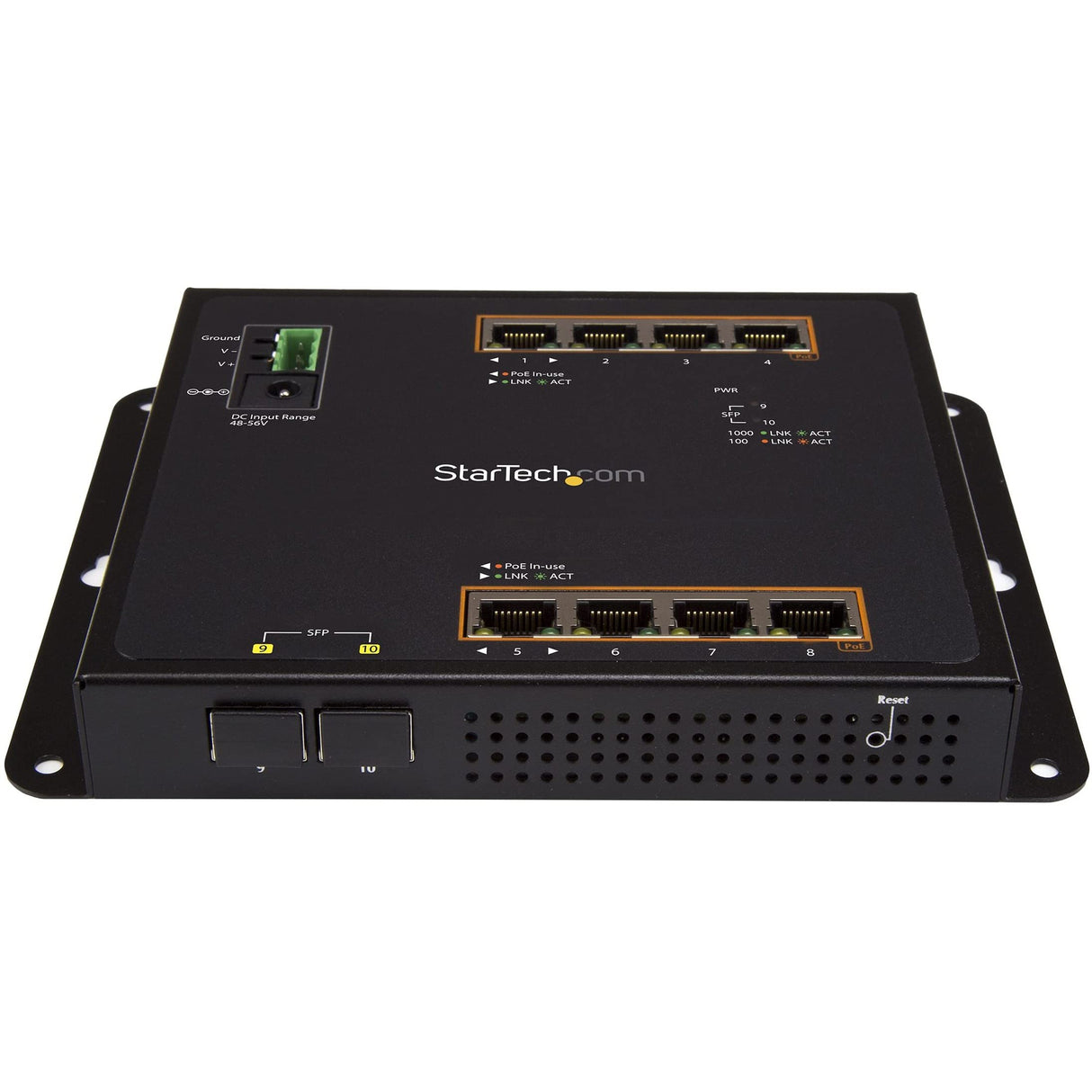 StarTech.com Switch Conmutador de Red Gigabit Ethernet con 8 Puertos RJ45 PoE+ y 2 Puertos SFP - de Montaje en Pared - Gestionado