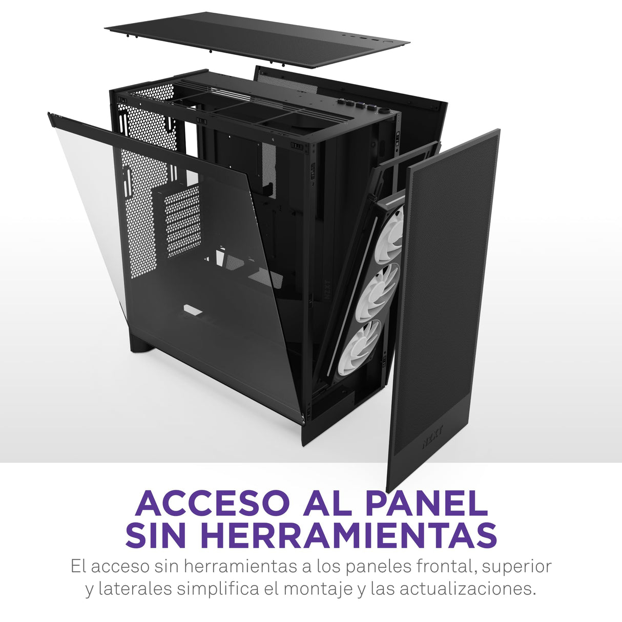 NZXT H7 Flow RGB, 2024 Semitorre ATX Flujo de Aire con Ventiladores RGB, Admite Ventiladores Inferiores para gráfica, con Unidad de Ventiladores RGB con Marco Simple 360 mm, Negro