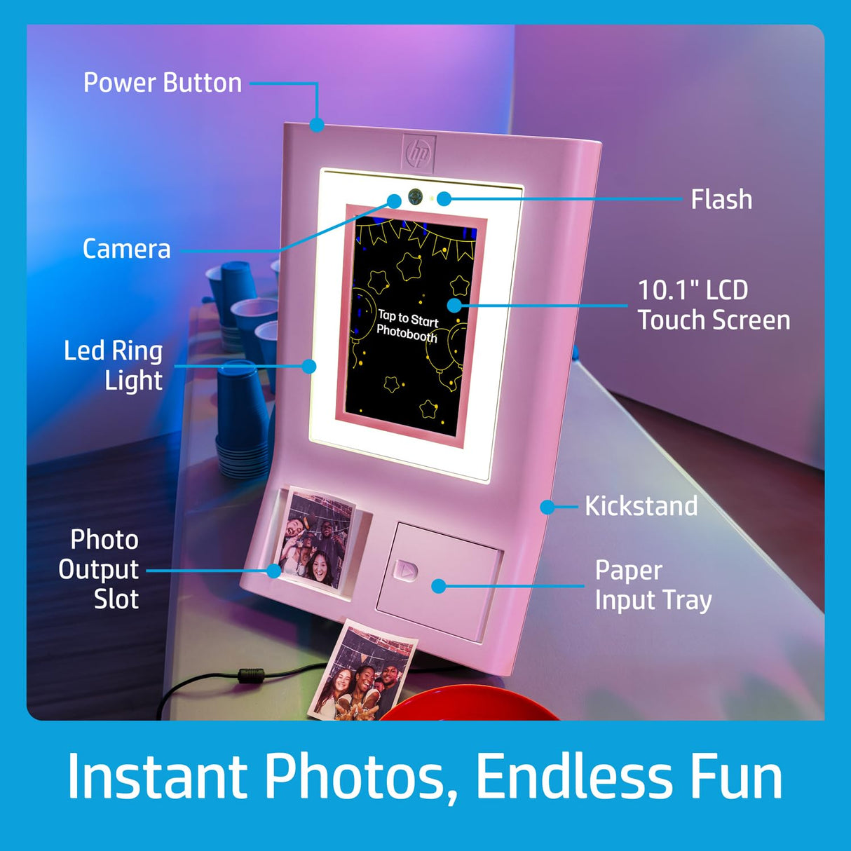 HP Sprocket Cabina fotográfica Impresora instantánea de Color (Rosa) + Papel Zink (100 Hojas) + Fondo fotográfico de Boda (1)