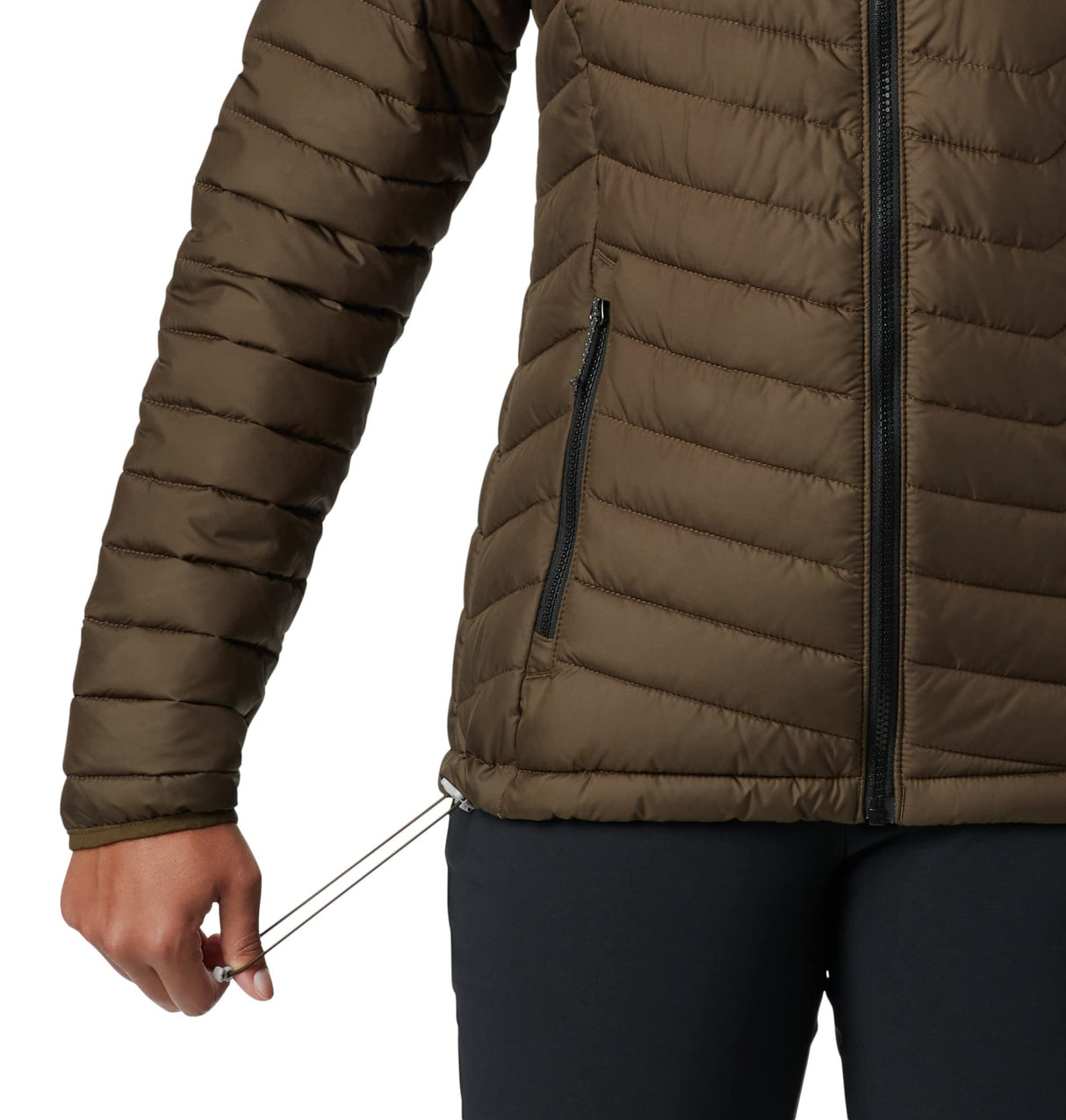 Columbia Powder Lite Hooded Jacket, Chaqueta Acolchada Con Capucha Mujer, Olive Green, M