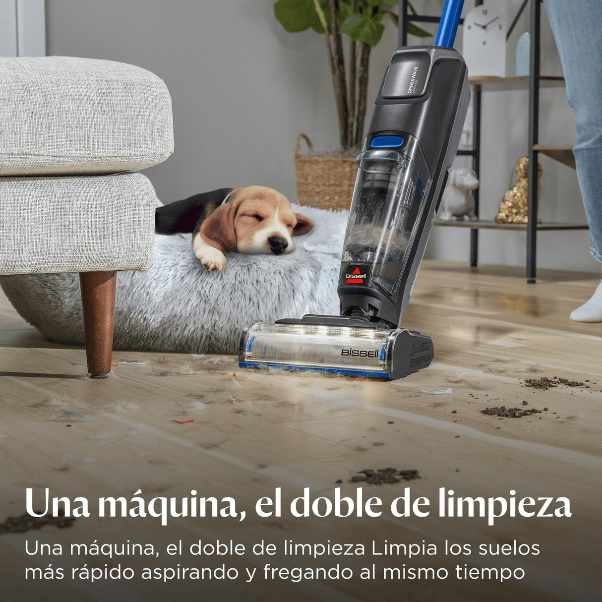Bissell CrossWave OmniFind, Aspiradora de Mano Sin Cable, Aspirado y Mopa al Mismo Tiempo, con Luces LED FurFinder para Detectar Suciedad y Pelos de Mascotas, 185m² Limpieza Multisuperficie, 4006N