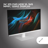 Mars Gaming MV-24, Monitor 24” IPS FHD 120Hz, HDR10 1ms, FreeSync y G-SYNC, Monitor PC con Altavoces Integrados, Inclinación 25°, Low Blue Light y Flicker Free, HDMI + DisplayPort + Jack 3.5mm, Blanco
