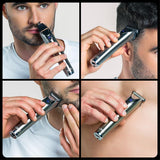 WAHL Washable Stainless Steel Multigroomer, recortadora de barba y barba incipiente para hombres, recortadora de nariz y orejas, set de cuidado masculino, totalmente lavable, sin cable