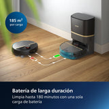 Philips Robot Aspirador y friegasuelos Homerun 7000, succión ultrapotente (5000 Pa), detección de obstáculos pequeños, estación de Vaciado automático, Robot Aspirador, App, Negro (XU7100/01)