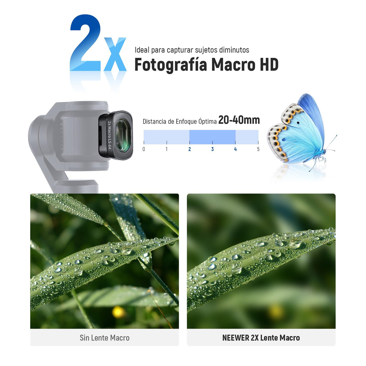 NEEWER Juego de 3 Filtros ND (ND2-32 Variable, CPL, Difusión Negra 1/4) y Lente Gran Angular 0.75X, Lente Macro 2X, Lente Anamórfica Azul 1.2X, Protectores Compatibles con dji Osmo Pocket 3, FL-B28