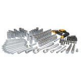 DEWALT Juego de herramientas mecánicas, unidad de 1/4" y 3/8" y 1/2", SAE/métrica, 205 piezas (DWMT81534)
