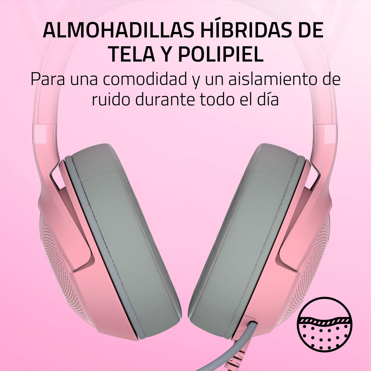 Razer Kraken Kitty V2 - Auriculares RGB por Cable con Orejas de Gatito (Iluminación reactiva al Streaming, Micrófono cardioide HyperClear, Diafragmas de 40 mm Triforce, Sonido Envolvente 7.1) Quartz