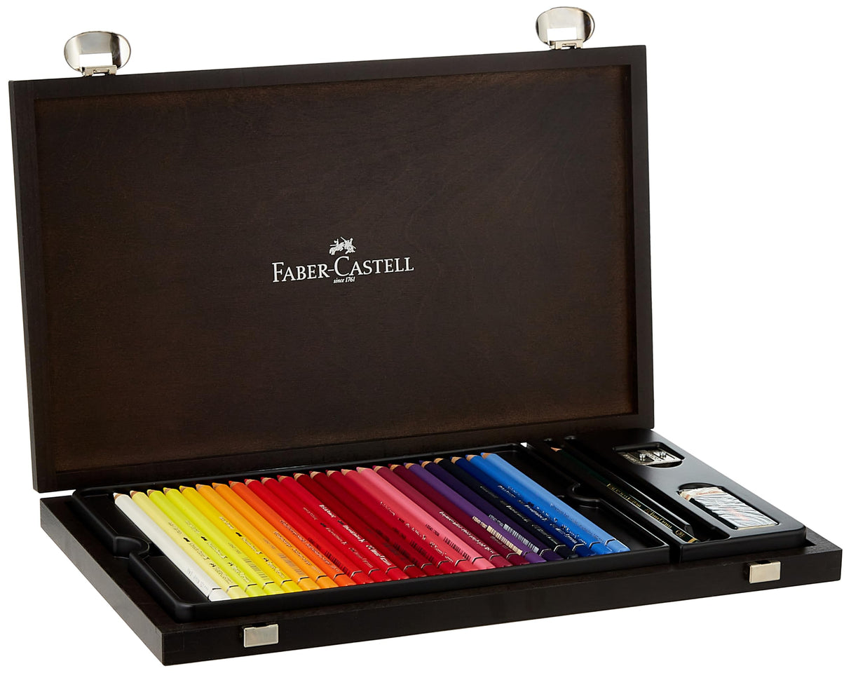 Faber-Castell 117506 - Estuche de Madera con 48 Ecolápices Acuarelables + Accesorios - Multicolor