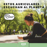 SPC Heron 2 Pro - Auriculares inalámbricos Bluetooth | Eco | 75h batería | Cancelación de Ruido (ANC) | Doble conexión simultánea | Modo Gaming | Ajustables y Plegables, Negro, plástico Reciclado