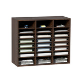 VEVOR Organizador de Literatura de madera Aglomerado Estante de Almacenamiento de Documentos de 24 Compartimentos 73,7x30,5x62 cm Clasificador de Literatura con Estantes Ajustables para Oficina Marrón