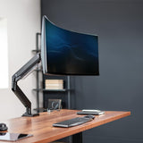 VIVO Brazo de Monitor de Aluminio monitores ultraanchos de hasta 49 Pulgadas y 33 Libras, Soporte de Montaje de Escritorio único, Altura neumática, VESA máxima 100 x 100, Negro,