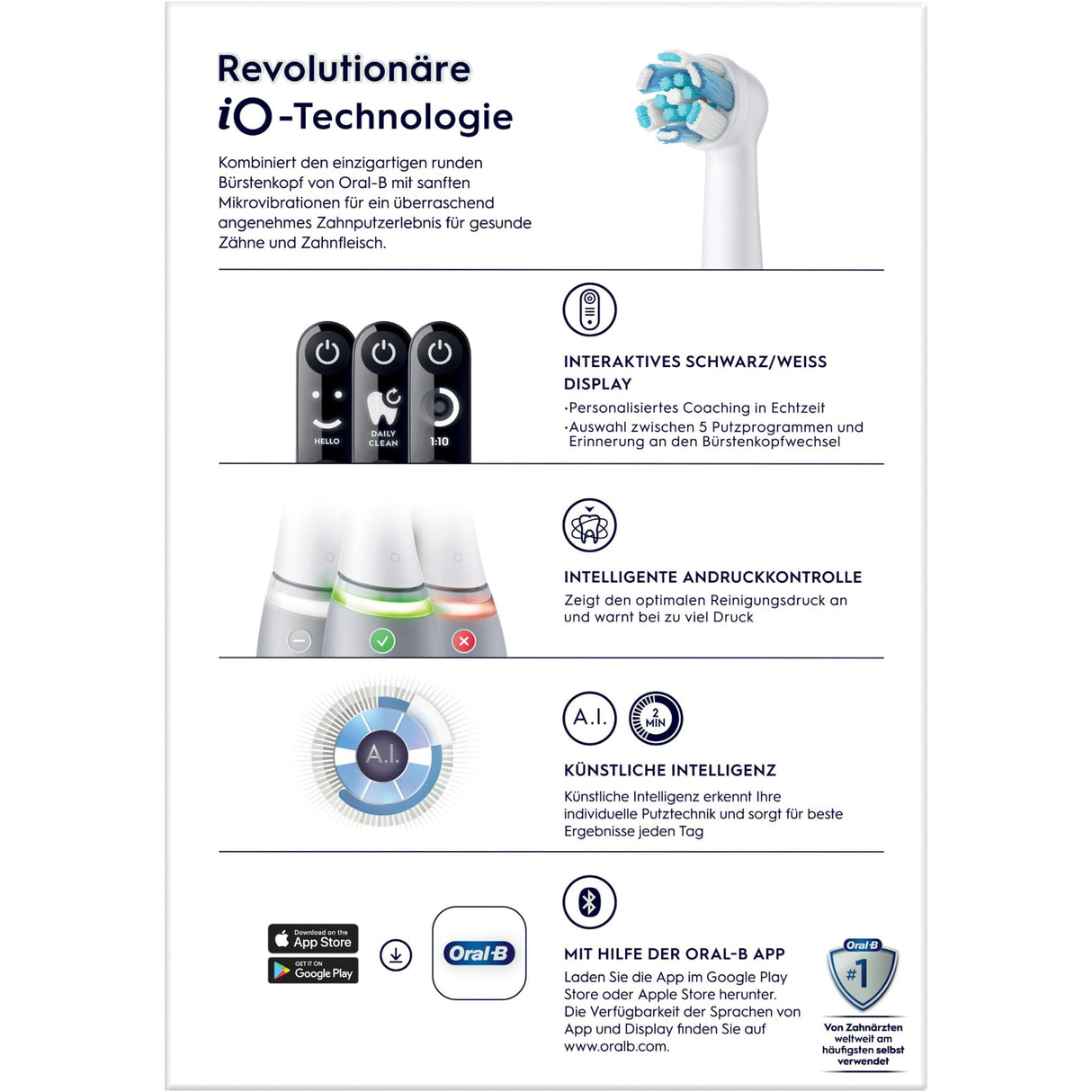 Oral-B iO Series 6 - Cepillo de dientes eléctrico, 2 cabezales de cepillo, 5 modos de cepillado para el cuidado dental, regalo de San Valentín para él o ella, pantalla y estuche de viaje, diseñado por