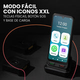 SPC Zeus 2 Pro - Smartphone para Mayores Compatible con App para Control y ubicación remota | Modo fácil, Botones físicos, Iconos XXL | 6,1”, Dos cámaras, 128GB | Base de Carga, botón SOS