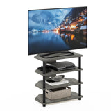 Furinno Econ Pequeño Soporte de TV de 4 Niveles Fácil de Montar, Roble Francés/Negro