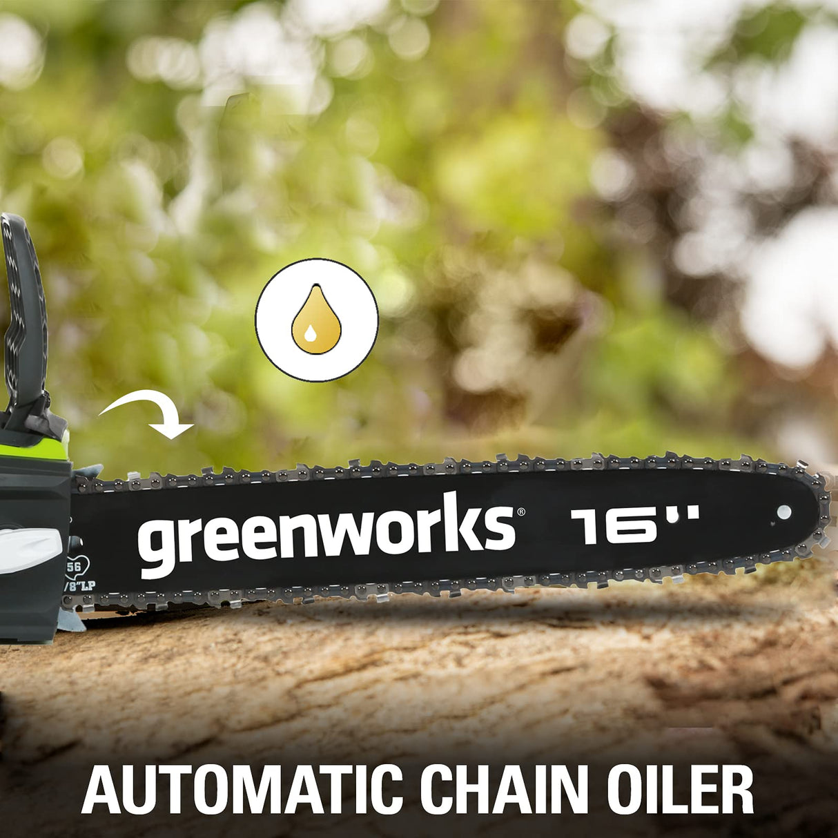 Greenworks Motosierra de batería GD40CS40 (Li-Ion 40V 11 m/s velocidad cadena 40cm longitud de espada 180ml volumen del depósito de aceite potente motor brushless sin batería y cargador)