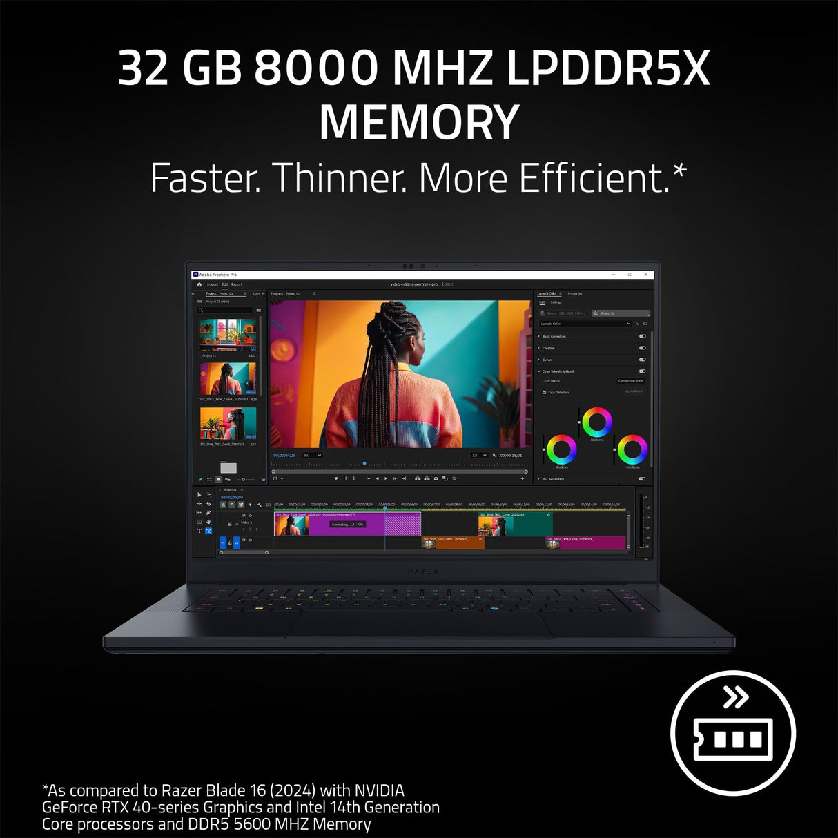 Razer Blade 16-16 Pulgada Portátil Gaming - NVIDIA RTX 5070 - AMD Ryzen AI 9 365-16" OLED Pantalla QHD+ 240Hz - 8000 MHz LPDDR5X 32GB Ram - SSD 1TB - Teclado US | Negro
