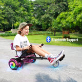 SISIGAD Hoverboards con Hoverkart,Overboard con Hoverkart para niños, hoverboards con música bluetooth y luces LED