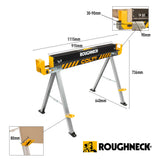 ROUGHNECK® Colt 575S Chevalet de sciage en acier robuste avec une capacité de 500 kg chacun, 1000 kg par paire pour le travail du bois et la construction - Lot de 2