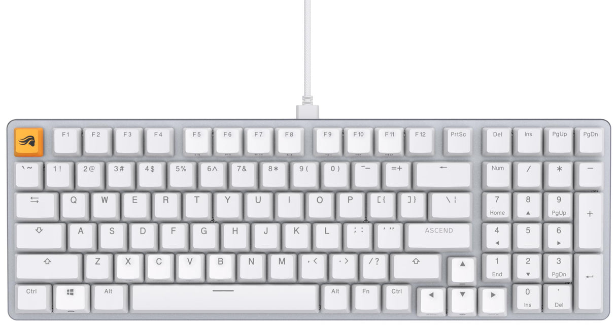 Glorious Gaming GMMK 2 Full Size (96%) - Teclado gaming mecánico, carcasa de aluminio, personalizable, keycaps dobles, switches Glorious Fox, RGB, distribuciones QWERTY estadounidense - Blanco
