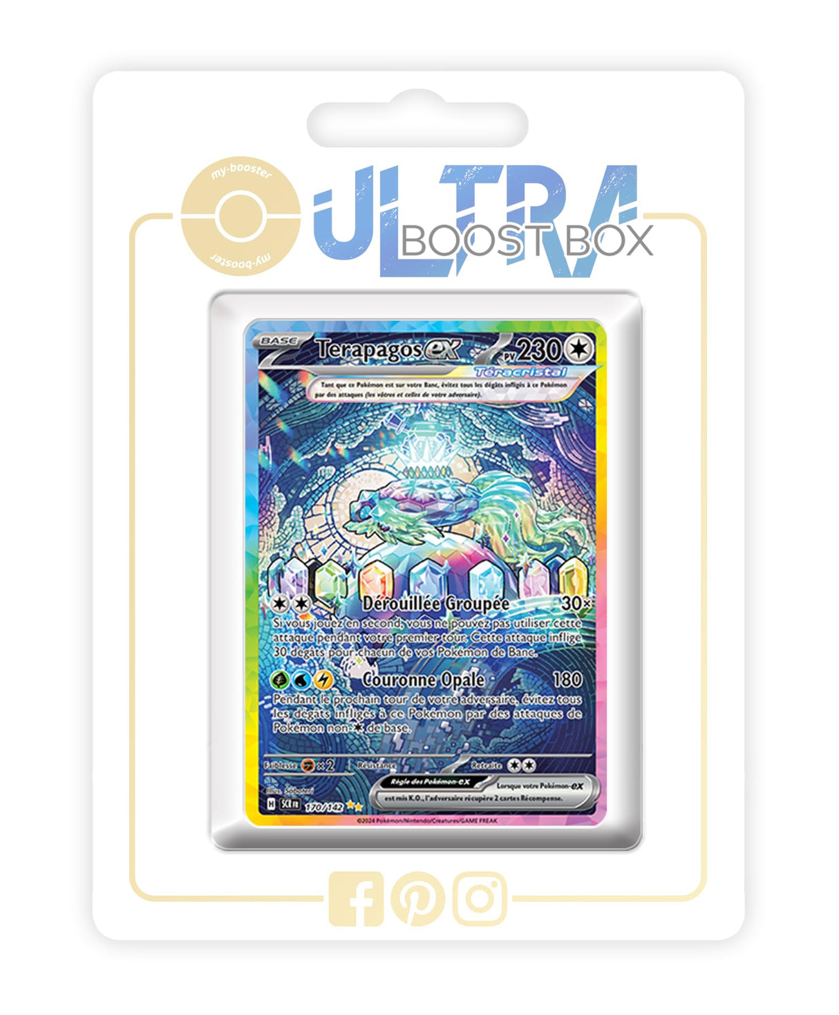 Terapagos ex 170/142 Alternativo Pokémon Gallery Teracristal Secreta - Ultraboost X Écarlate et Violet 7 Couronne Stellaire - Box de 10 Cartas Pokémon Francés