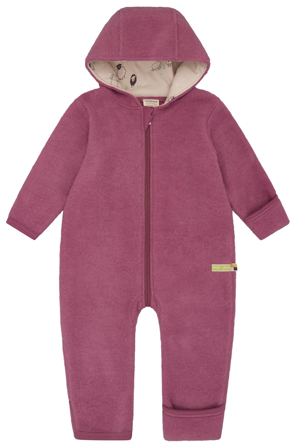 loud + proud Wollfleece, Gots Zertifiziert Mono, Morado, 74-80 Unisex bebé