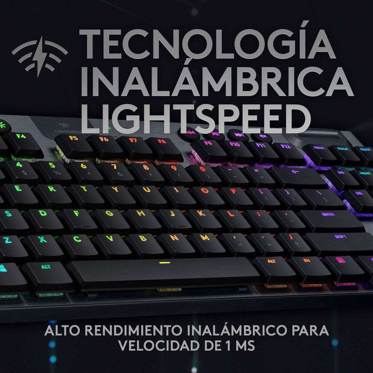 Logitech G915 LIGHTSPEED TKL Teclado Gaming Mecánico Inalámbrico con teclas GL-Táctil de bajo perfil, LIGHTSYNC RGB, Diseño ultra delgado, 40 Horas duración de Batería, Disposición QWERTY ES - Negro